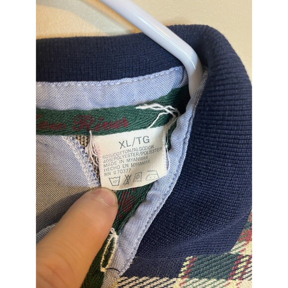 Vintage 1990’s New River Company Men’s XL Short Sleeve Plaid Polo Shirt Used - Picture 2 of 6